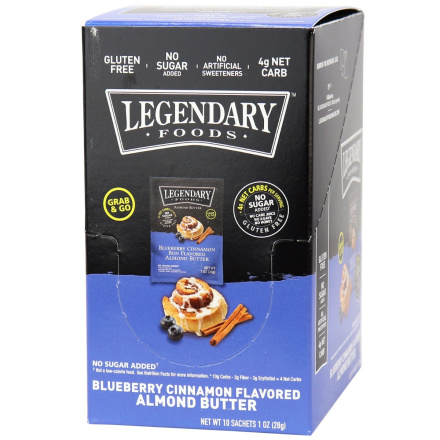 Legendary Foods Blueberry Cinnamon Bun Nut Butter, 10 squeeze packs