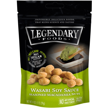 Legendary Foods Wasabi Soy Sauce Seasoned Macadamia Nuts, 113g