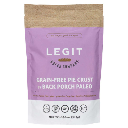 Front of Legit Bread Company Grain-Free Pie Crust, 369g