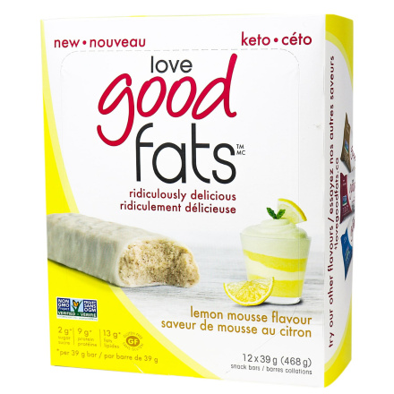 Love Good Fats Keto Bars Lemon Mousse, 12 Bars
