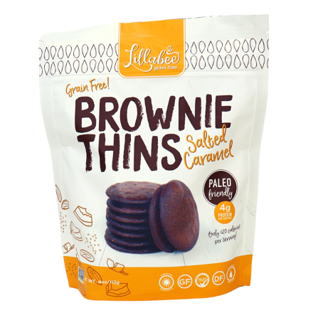 Lillabee Grain-Free Brownie Thins Salted Caramel, 113g  
