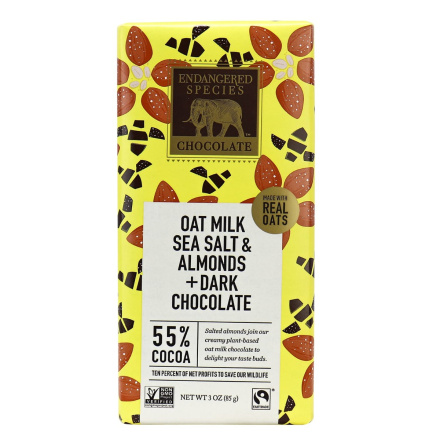 Endangered Species Chocolate Oat Milk Sea Salt & Almonds, 85g