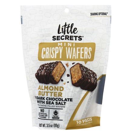 Little Secrets Mini Crispy Wafers Almond Butter in Dark Chocolate with Sea Salt, 99g