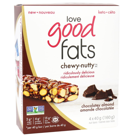 Love Good Fats Chewy-Nutty Keto Bars Chocolatey Almond, 4 Pack