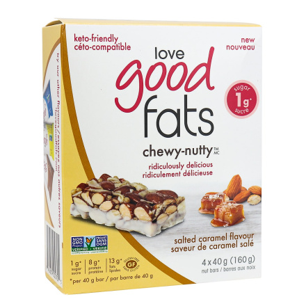 Love Good Fats Chewy-Nutty Keto Bars Salted Caramel, 4 Pack