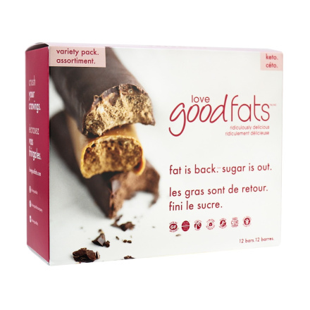 Love Good Fats Keto Bars Plant-Based Variety Pack, 12 Bars