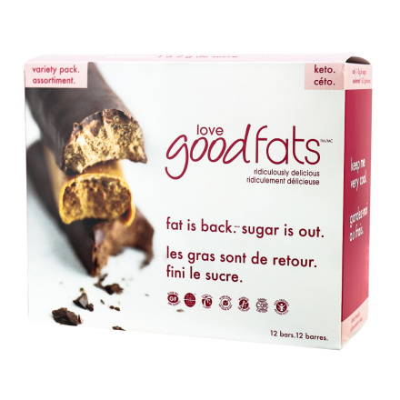 Love Good Fats Keto Bars Chocolate Lovers Variety Pack, 12 Bars