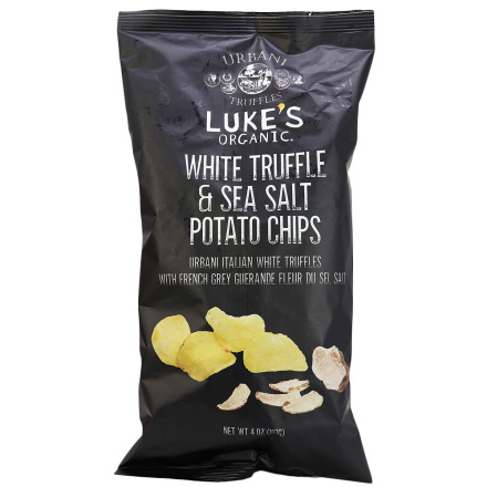 Front of Luke’s Organic White Truffle & Sea Salt Potato Chips, 113g