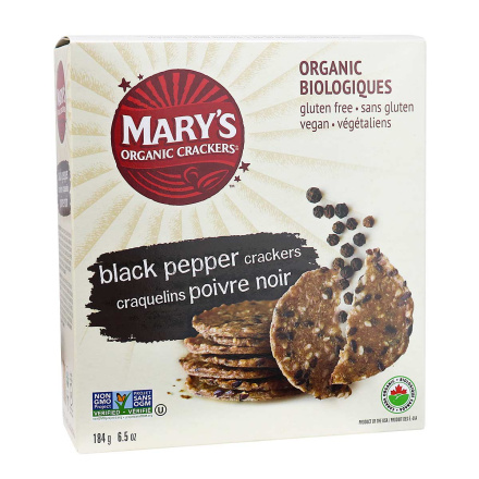 Mary's Gone Crackers Organic Gluten-Free Crackers Black Pepper, 184g