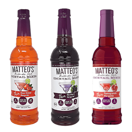 Front of Matteo's Sugar-Free Bartender Style Cocktail Mixes Trio Margarita