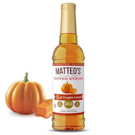Front of Matteo's Sugar-Free Barista Style Coffee Syrup Thin Pumpkin Caramel