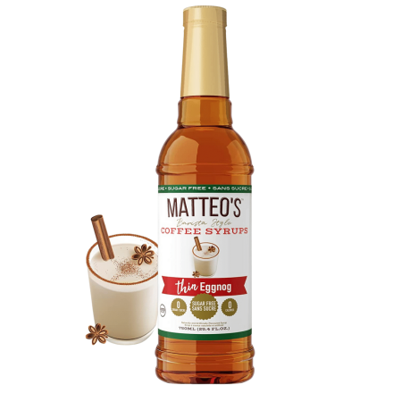 Matteo’s Sugar-Free Barista Coffee Syrups Thin Eggnog, 750mL Front