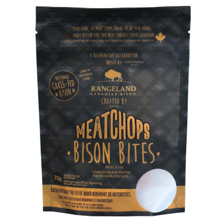 Front of Meat Chops Free Range Grass-Fed Bison Bites Cracked Black Pepper, 70g