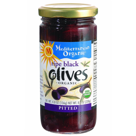 Mediterranean Organic Ripe Pitted Black Olives, 250ml