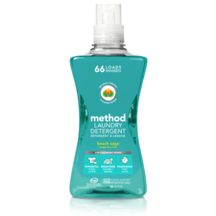 Front of method Laundry Detergent Beach Sage, 66 Loads