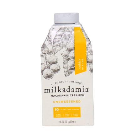 Front of Milkadamia Unsweetened Macadamia Creamer, 473 mL