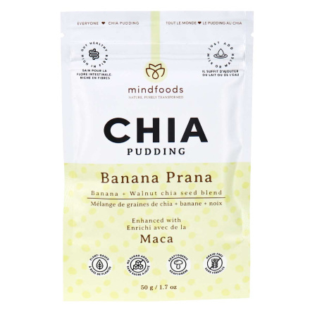 Front of Mindfoods Chia Pudding Banana Prana, 50g