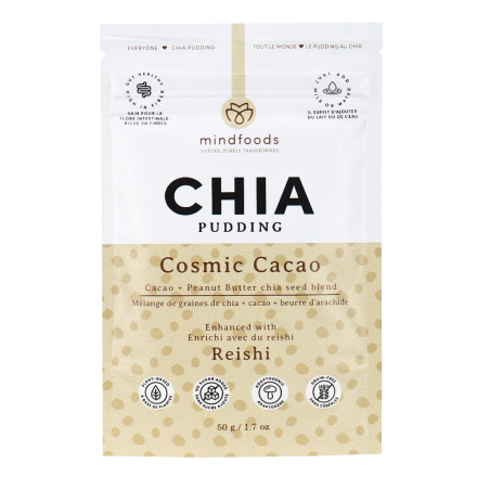 Front of Mindfoods Chia Pudding Cosmic Cacao, 50g