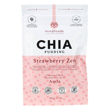 Front of Mindfoods Chia Pudding Strawberry Zen, 50g