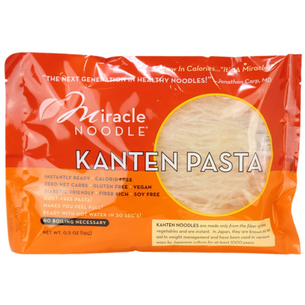 Front of Miracle Noodle Dry Kanten Pasta, 16g