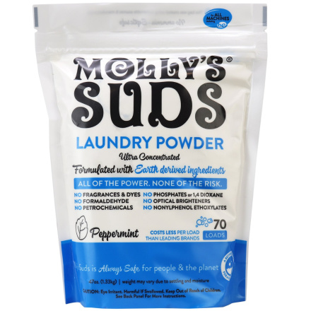 Molly's Suds Dye-Free Laundry Powder Peppermint, 70 Loads