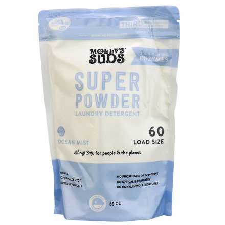Molly's Suds Super Powder Laundry Detergent Ocean Mist, 60 Loads