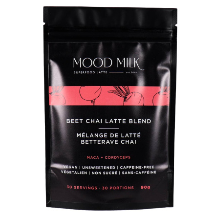 Front of Mood Milk Superfood Latte Beet Chai Latte Blend, 90g