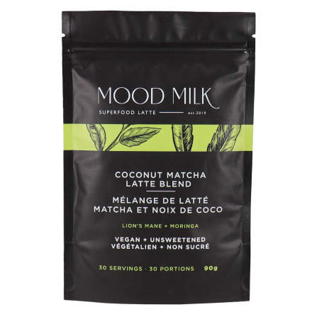 Front of Mood Milk Superfood Latte Coconut Matcha Latte Blend, 90g