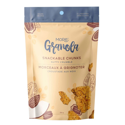 Front of More Granola Gluten-Free Snackable Granola Chunks Nutty Crumble