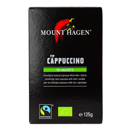 Mount Hagen Organic Instant Cappuccino, 10 Sachets