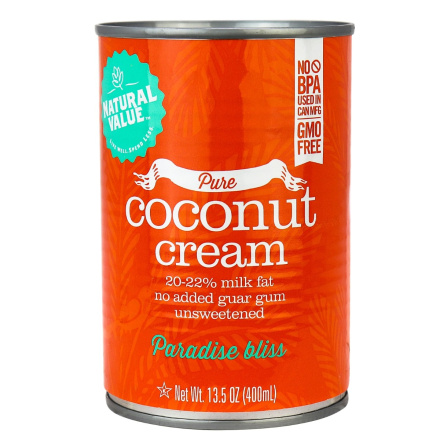 Natural Value Pure Coconut Cream, No Guar Gum, 400ml