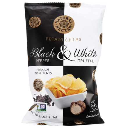 Front of Natural Nectar Potato Chips Black Pepper & White Truffle, 141.7g