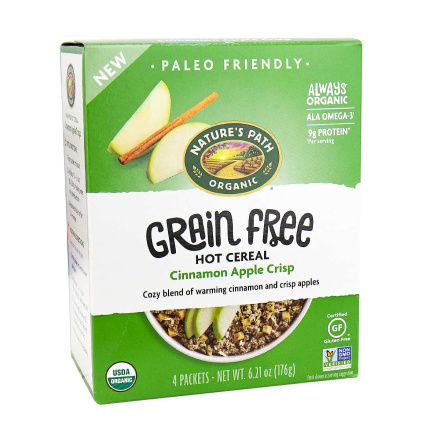 Front of Nature's Path Organic Grain Free Hot Cereal Cinnamon Apple Crisp, 176g