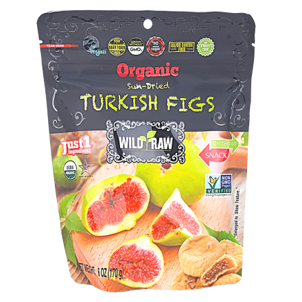 Front of Nature's Wild Organic Sliced & Dried Figs, 170g