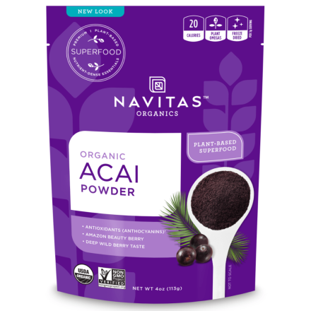 Front of Navitas Organics Organic Acai Powder, 113g