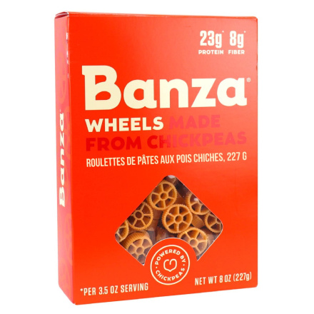 Front of Banza Chickpea Pasta Wheels, 227g