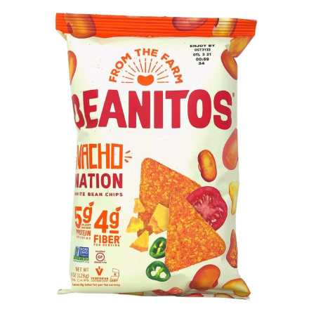 Front of Beanitos Nacho Nation White Bean Chips, 128g