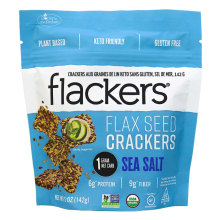 Front of Flackers Flax Seed Crackers Sea Salt