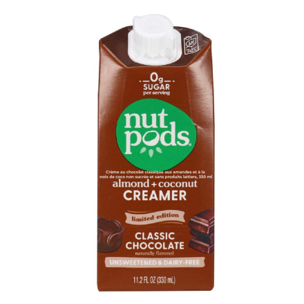 Front of Nutpods Dairy Free Creamer Unsweetened Classic Chocolate, 330ml