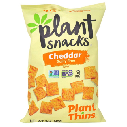 Front of Plant Snacks Plant Thins Vegan Cheddar