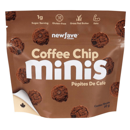 Front of New Fave Foods Coffee Chip Minis, 60g