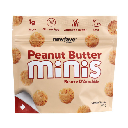 Front of New Fave Foods Keto Peanut Butter Minis, 60g