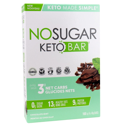 Front of No Sugar Company Keto Bar Chocolate Mint, 4 Bars