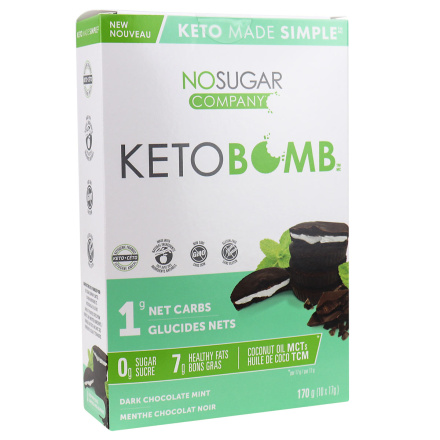 Front of No Sugar Company Keto Bomb Dark Chocolate Mint, 170g