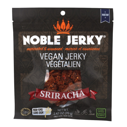 Front of Noble Jerky Vegan Jerky Sriracha