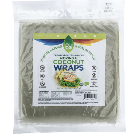 Nuco 7.5" Moringa Coconut Paleo Wraps, Pack of 5