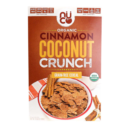 Front of Nuco Organic Cinnamon Coconut Crunch Grain-Free Cereal, 300g