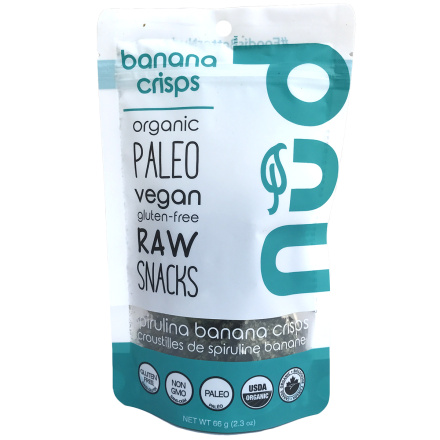 Nud Spirulina Organic Banana Crisps, 66g