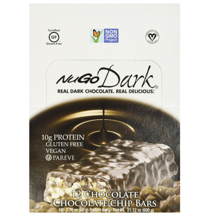 NuGo Dark Chocolate Chocolate Chip Protein Bars, 12 Pack