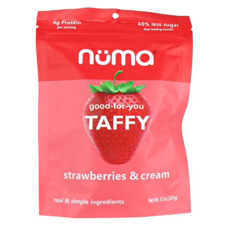Front of Numa Good-For-You Taffy Strawberries & Cream, 104g